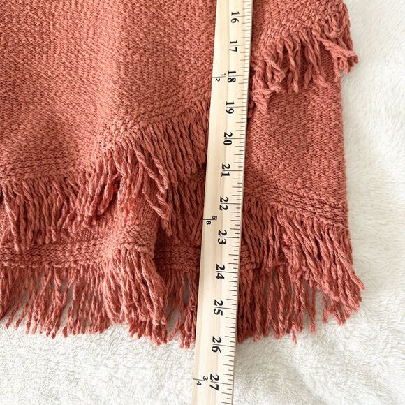 Anthropologie Akemi + Kin Textured Knit Tank Top M Rust Orange Fringe Hem Boho - Picture 9 of 10